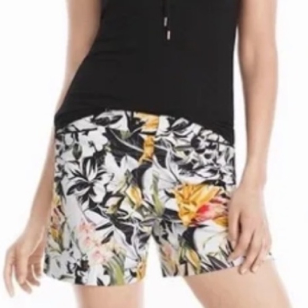 Jungle Floral Print White House Black Market 5” Coastal Stretch Shorts Size 8 - Picture 5 of 16